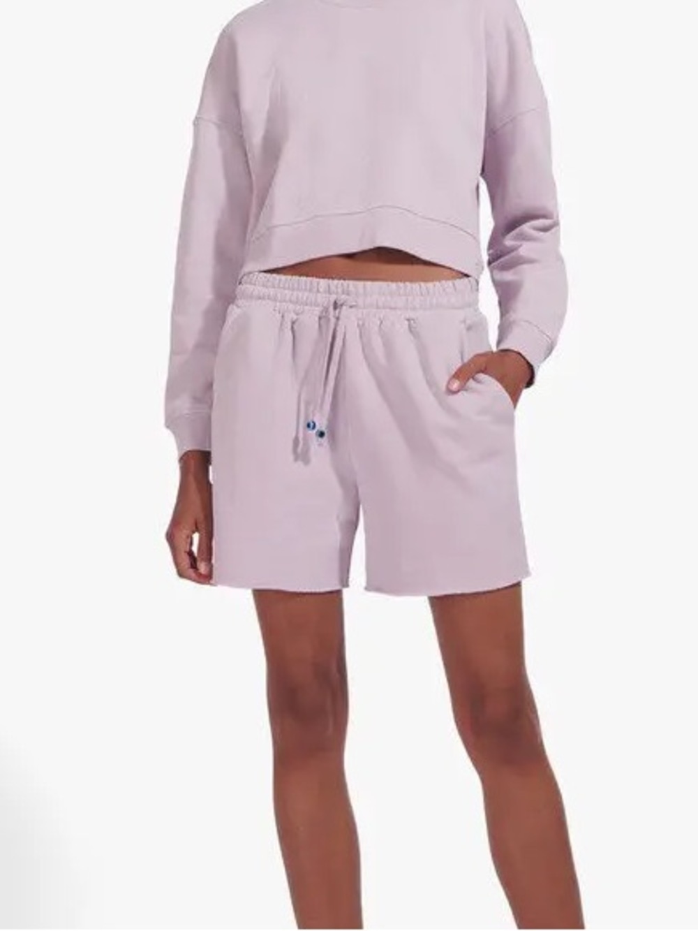 STAUD Lilac Lavender Sweat Shorts Evil Eye Detail L